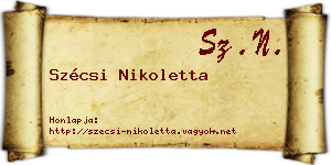 Szécsi Nikoletta névjegykártya
