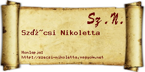 Szécsi Nikoletta névjegykártya